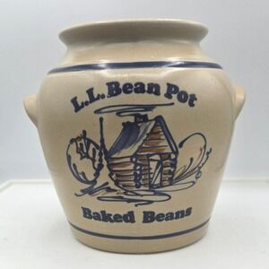 Vintage L.L. Bean Pot Cedar Swamp Stoneware Baked Beans Crock 7"